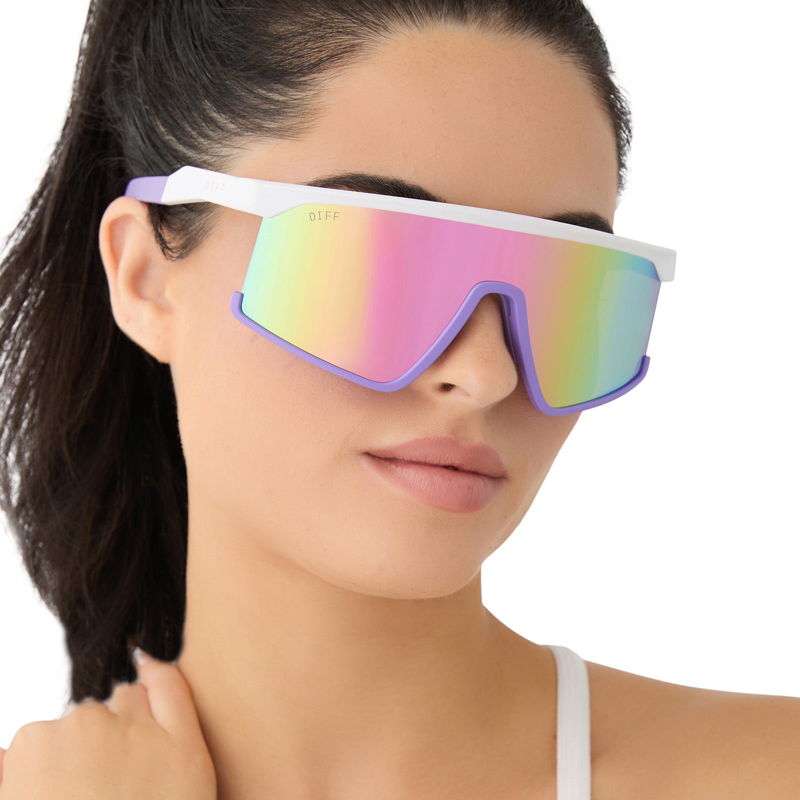 SPIKE - MATTE WHITE + LAVENDER + SHERBET RAINBOW MIRROR + POLARIZED SUNGLASSES - Image 8