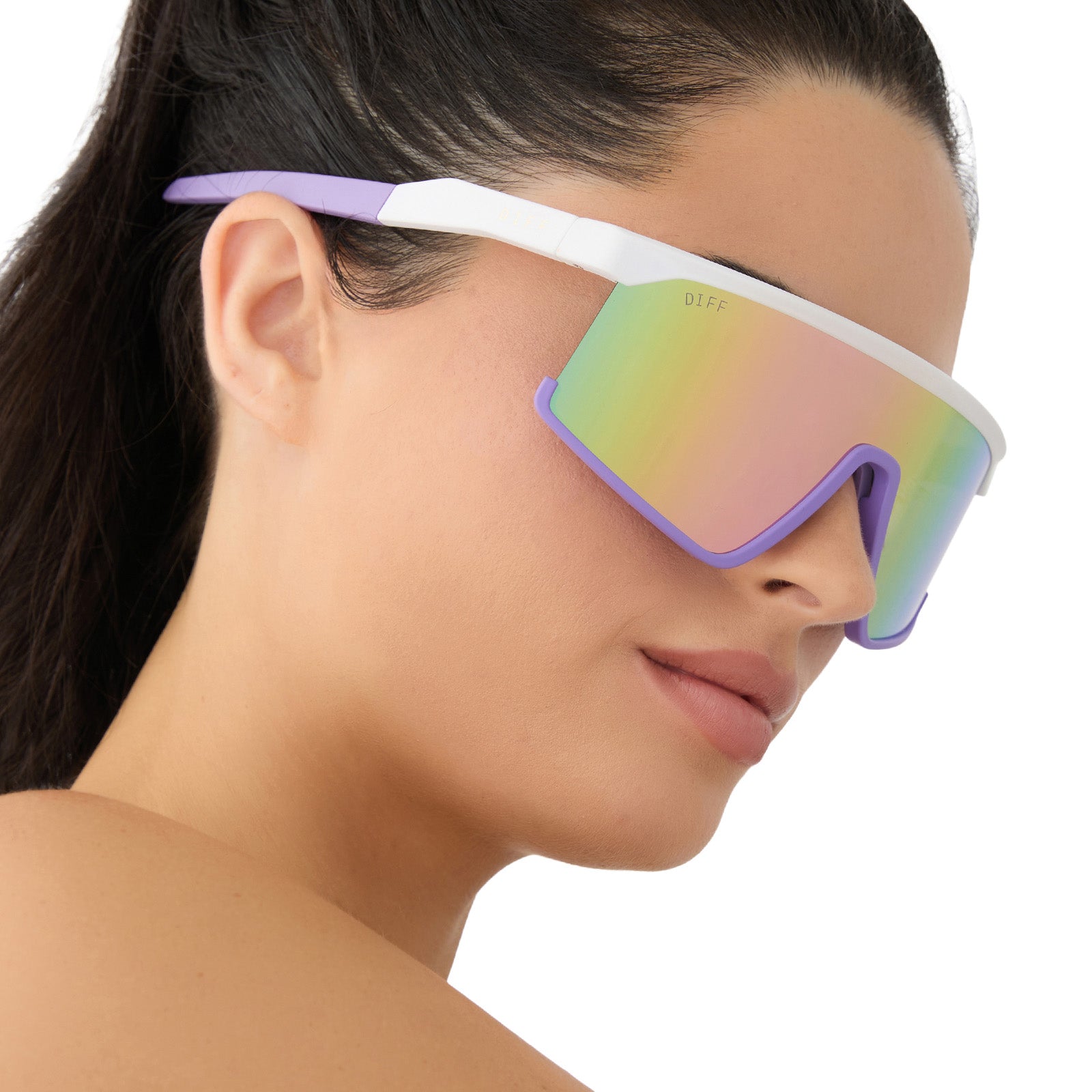 SPIKE - MATTE WHITE + LAVENDER + SHERBET RAINBOW MIRROR + POLARIZED SUNGLASSES - Image 9