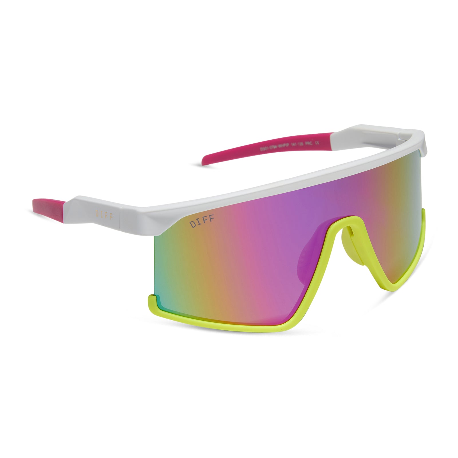 SPIKE - MATTE WHITE + NEON YELLOW + HOT PINK + PINK RUSH MIRROR + POLARIZED SUNGLASSES - Image 2