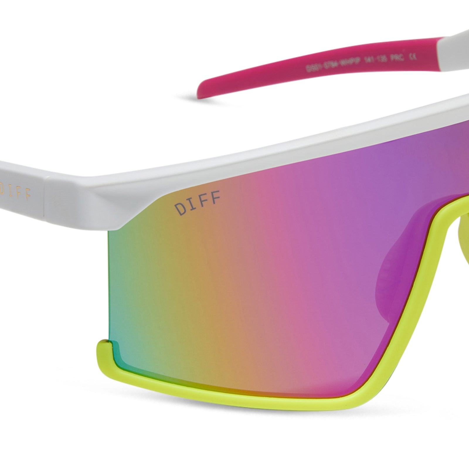 SPIKE - MATTE WHITE + NEON YELLOW + HOT PINK + PINK RUSH MIRROR + POLARIZED SUNGLASSES - Image 4