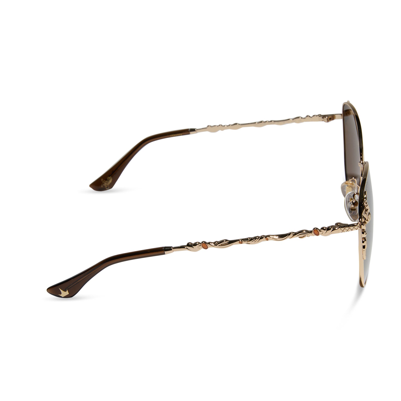BELLE - GOLD + BROWN LENS W/ GOLD FLASH + POLARIZED SUNGLASSES - Image 3