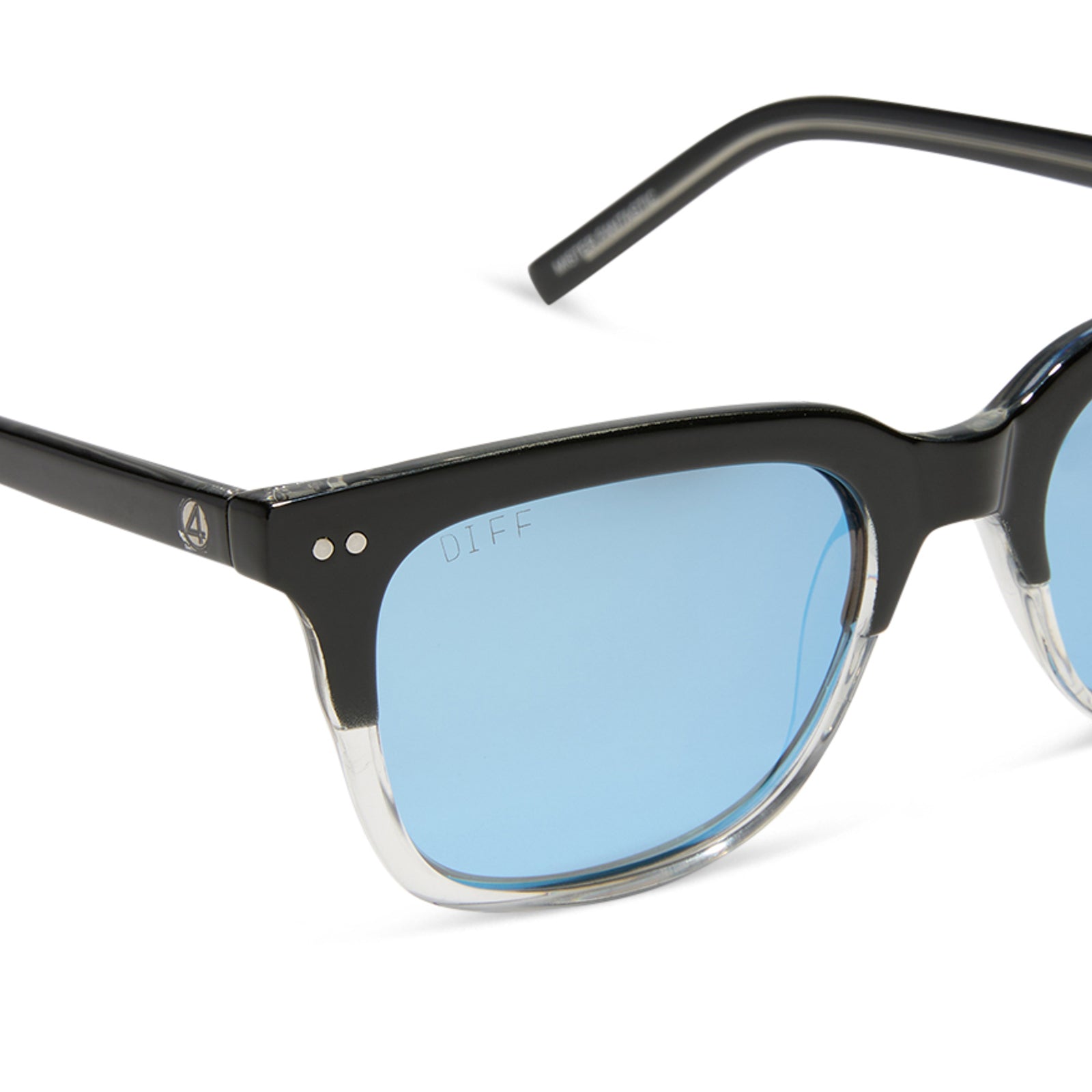 MR. FANTASTICâ„¢ - RETRO BLACK TO CLEAR GRADIENT + QUANTUM BLUE MIRROR + POLARIZED SUNGLASSES - Image 4
