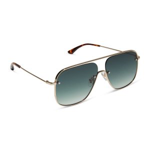 CYNTHIA - GOLD + RICH TORTOISE TEMPLE TIPS + G15 GRADIENT + POLARIZED SUNGLASSES