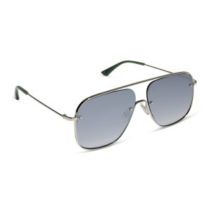 CYNTHIA - SILVER + ALPINE TEMPLE TIPS + GREY GRADIENT WITH SILVER FLASH + POLARIZED SUNGLASSES
